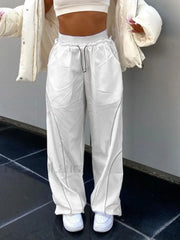 Pintuck Detail Straight Leg Pants Straight Leg Pants