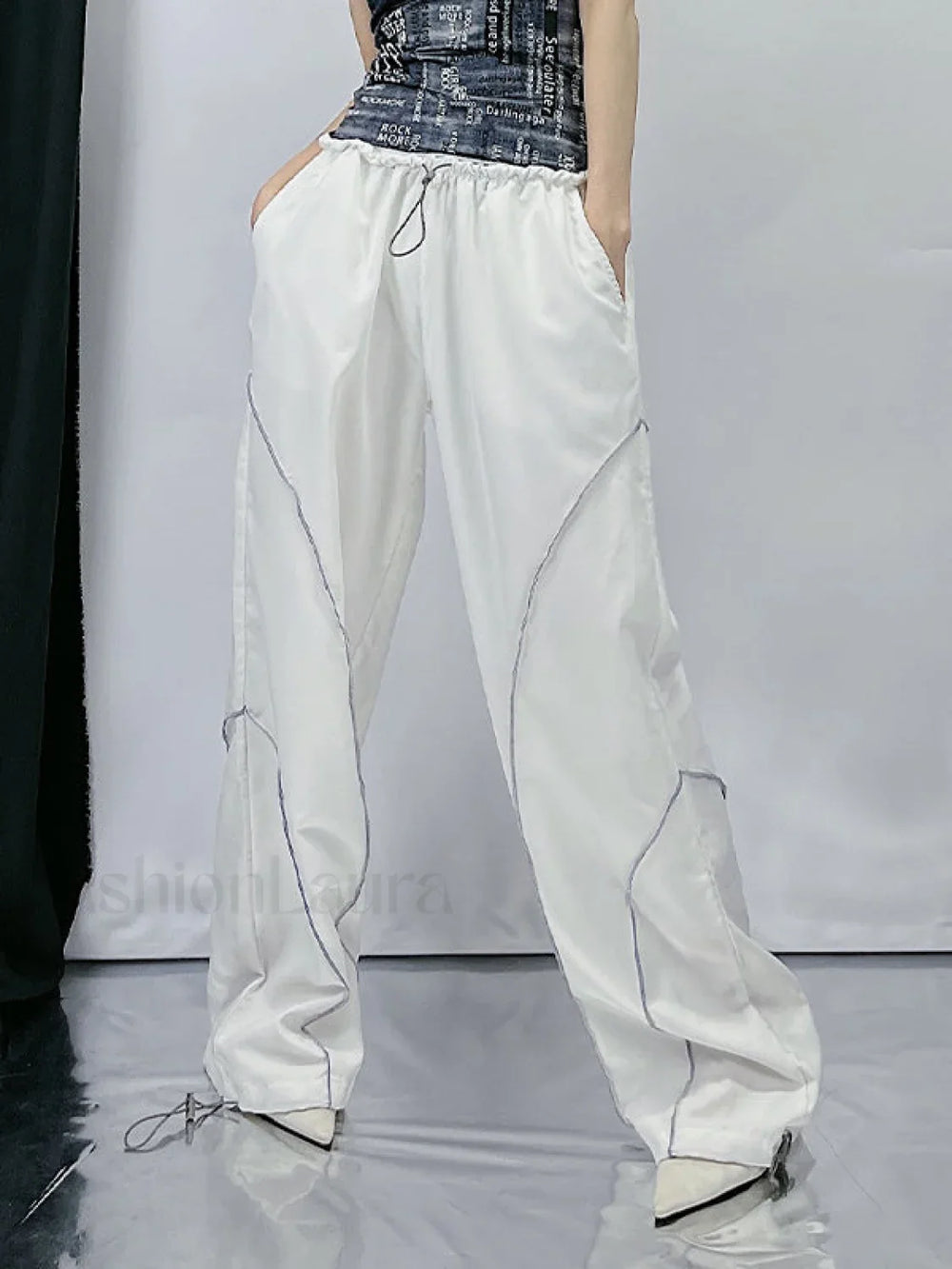 Pintuck Detail Straight Leg Pants Straight Leg Pants