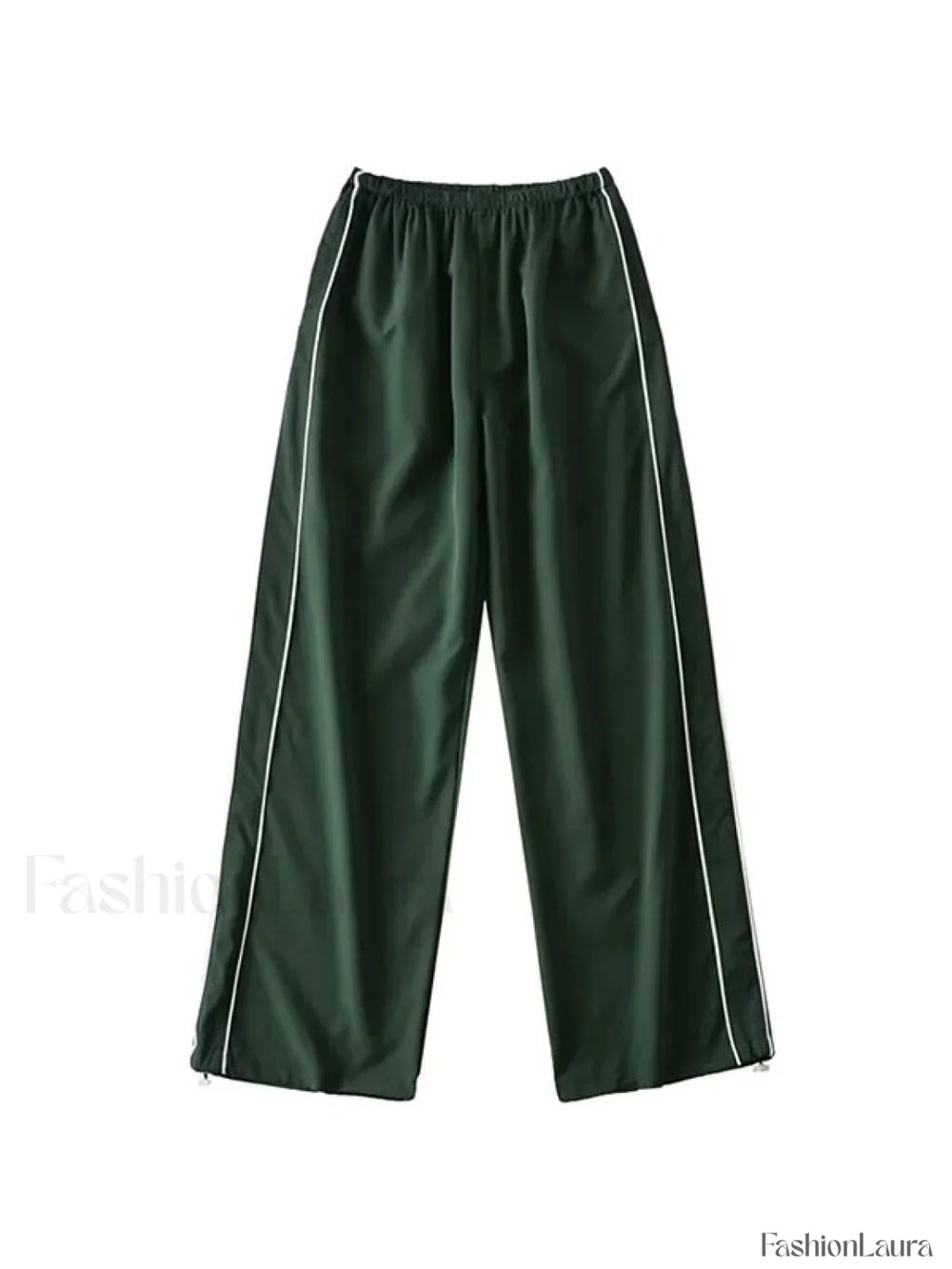 Piping Detail Wide Leg Track Pants Wide Leg Pants