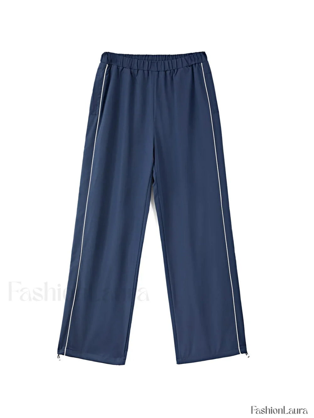 Piping Detail Wide Leg Track Pants Wide Leg Pants