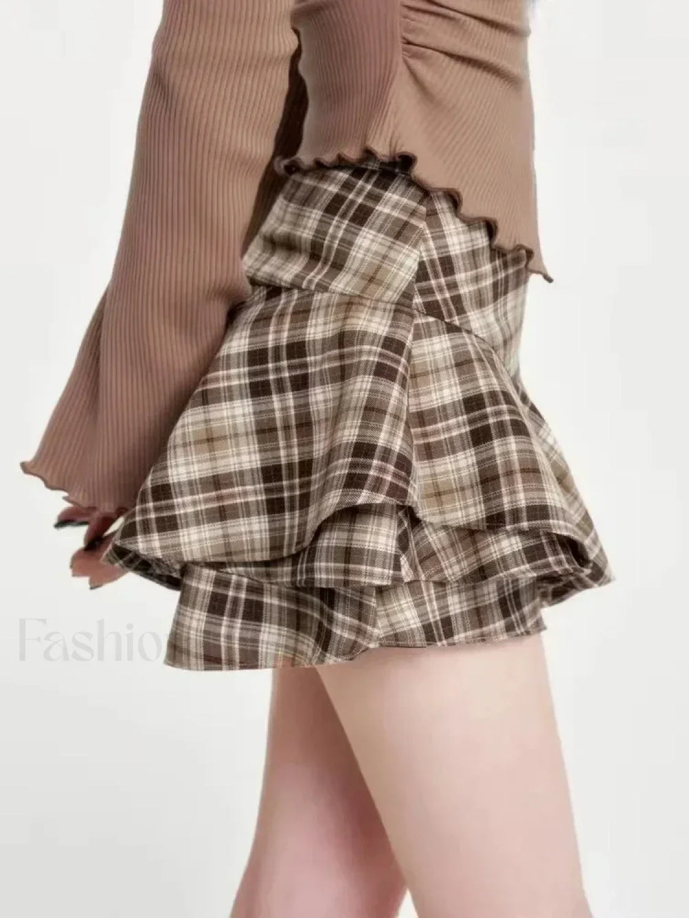 Plaid Frill Detail Skirt