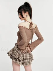 Plaid Frill Detail Skirt