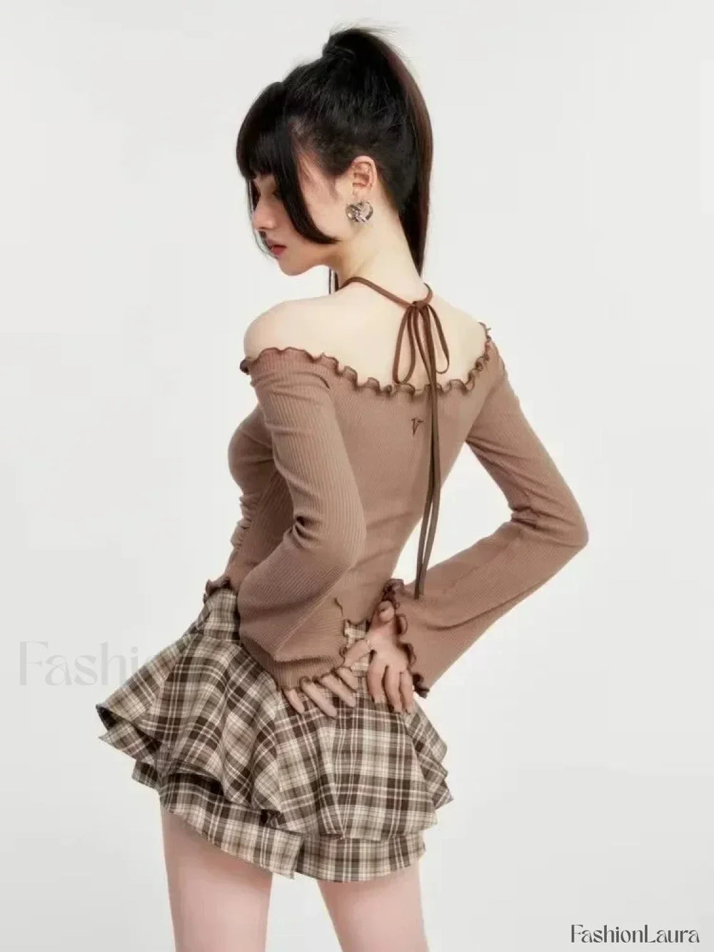 Plaid Frill Detail Skirt