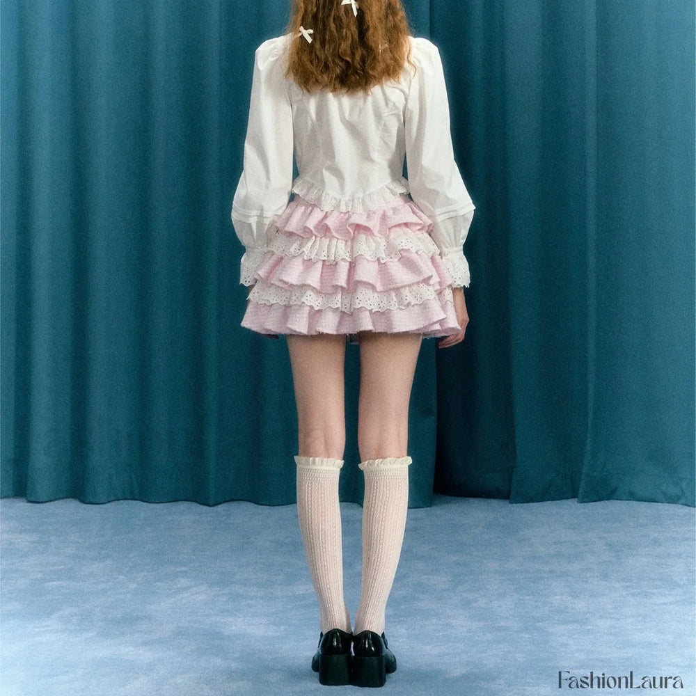 Plaid Lace Patchwork Skirt