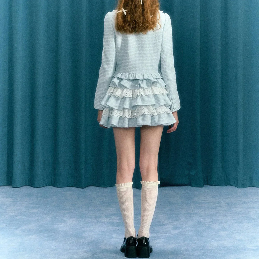 Plaid Lace Patchwork Skirt