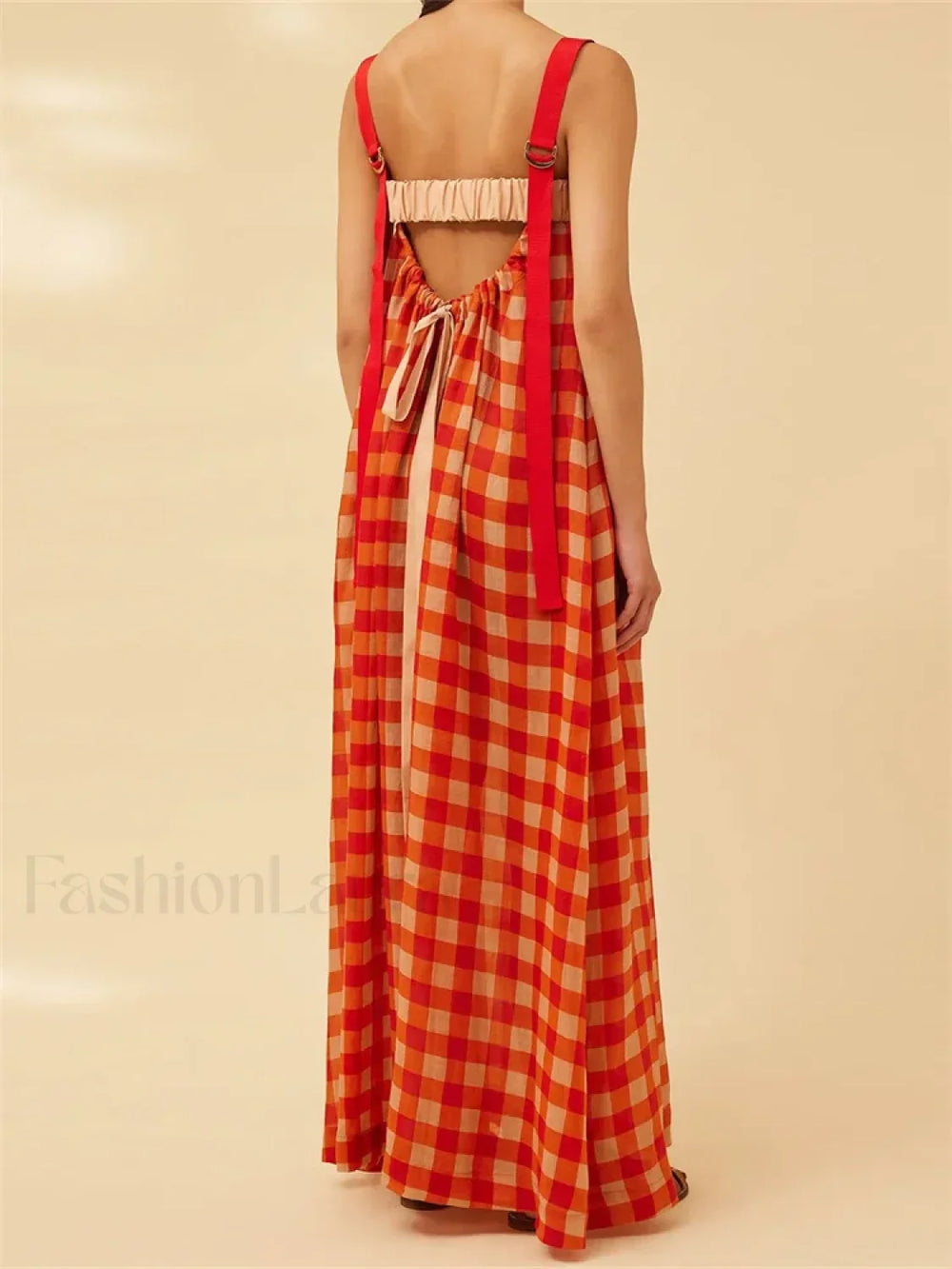 Plaid Patchwork Loose Maxi Dress