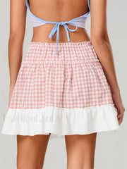 Plaid Ruffled Beach Mini Skirt