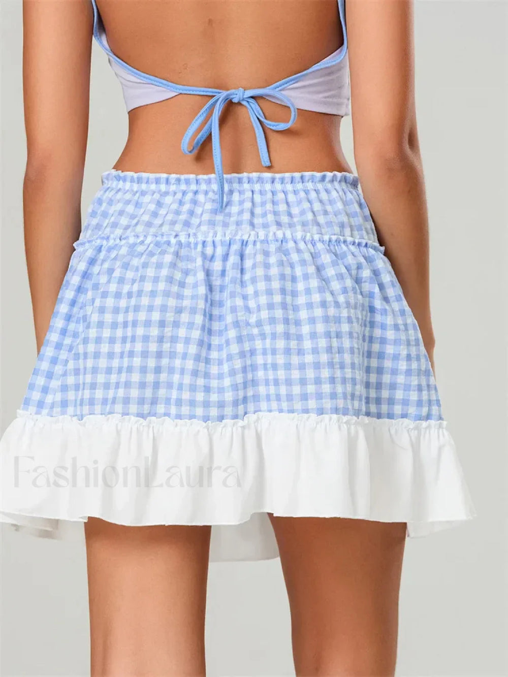 Plaid Ruffled Beach Mini Skirt