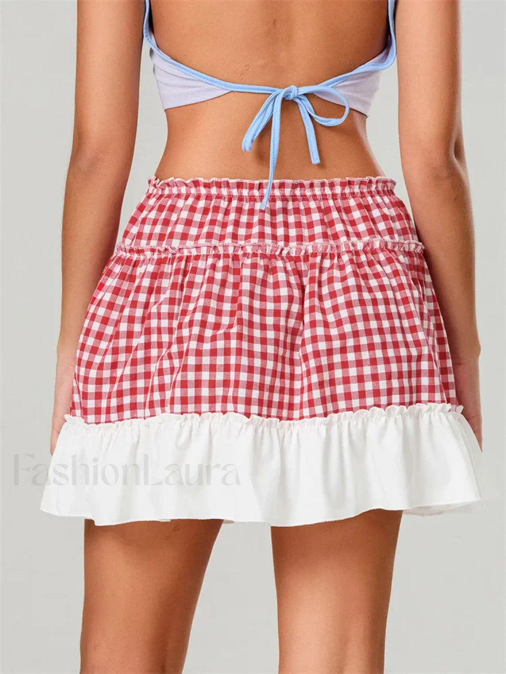 Plaid Ruffled Beach Mini Skirt