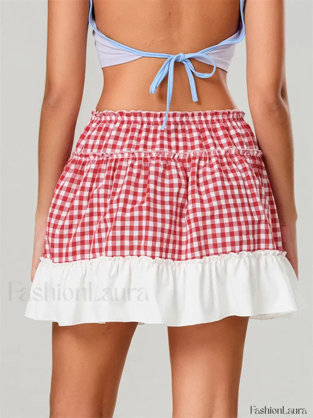 Plaid Ruffled Beach Mini Skirt