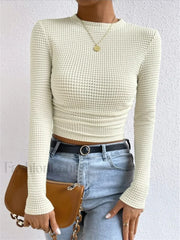 Plain Waffle Slim Sweater Apricot / XS T Shirts