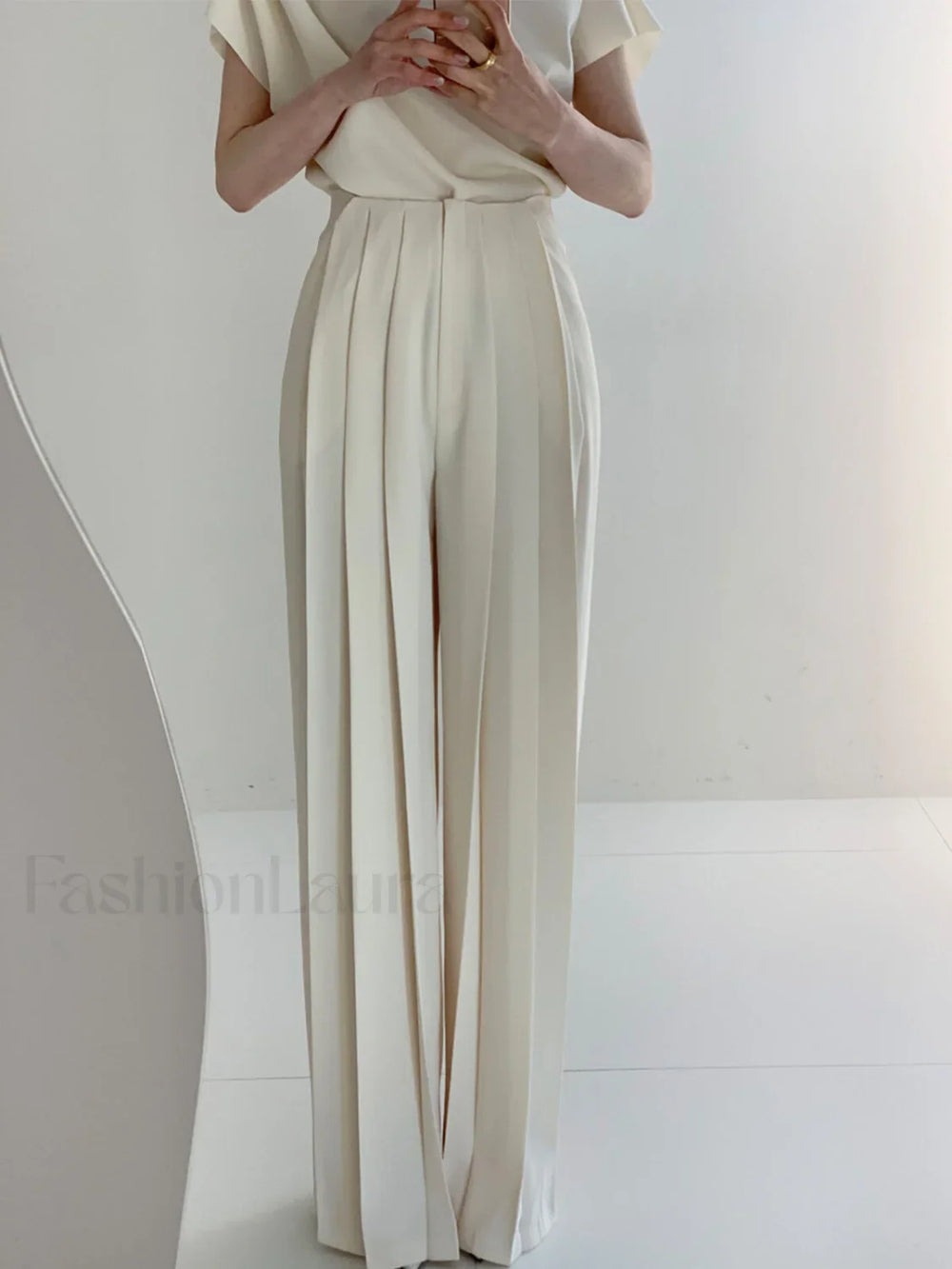 Pleated High Waist Wide Leg Pants Pants