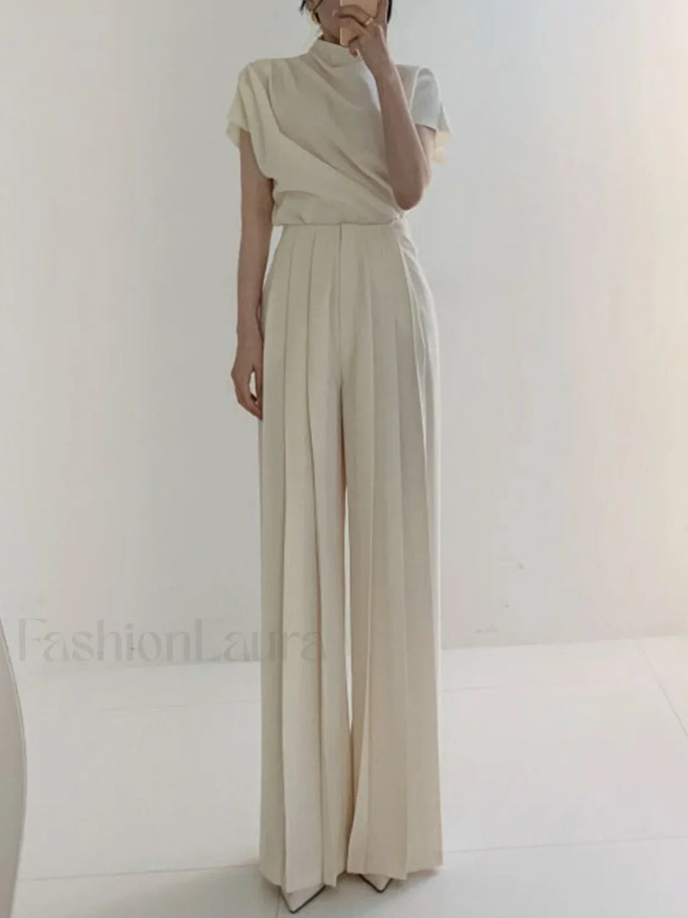 Pleated High Waist Wide Leg Pants Pants