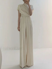 Pleated High Waist Wide Leg Pants Pants