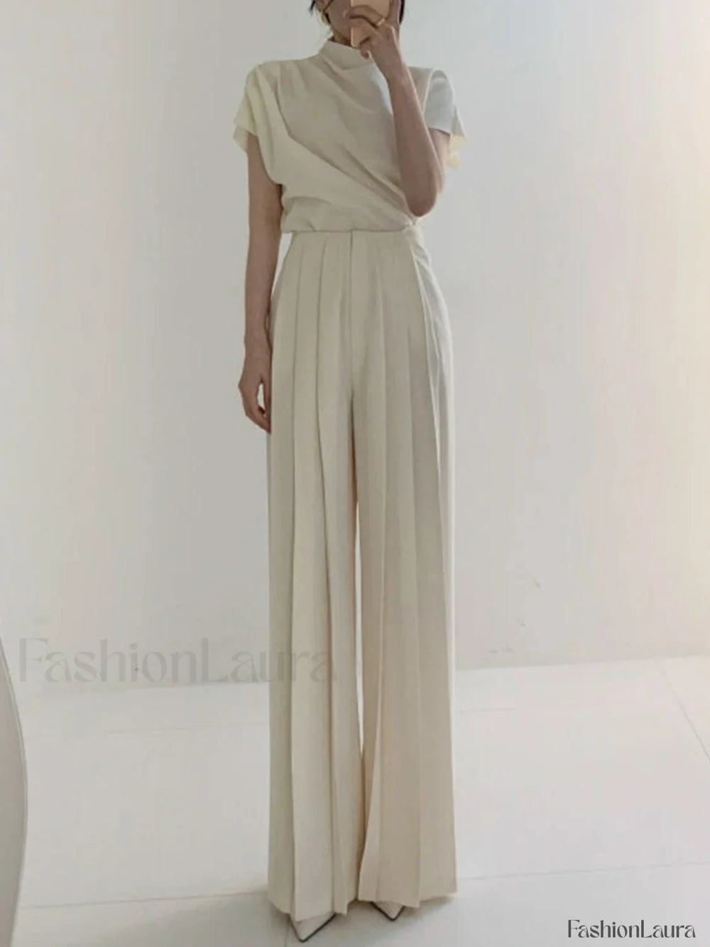 Pleated High Waist Wide Leg Pants Pants