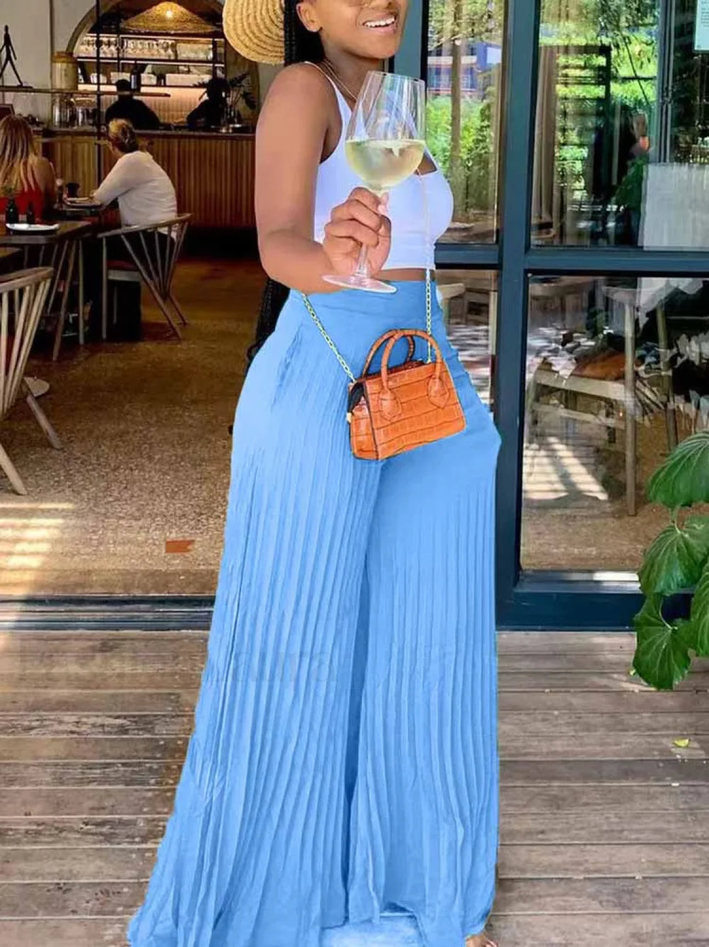 Pleated High Waist Wide Leg Pants Pants