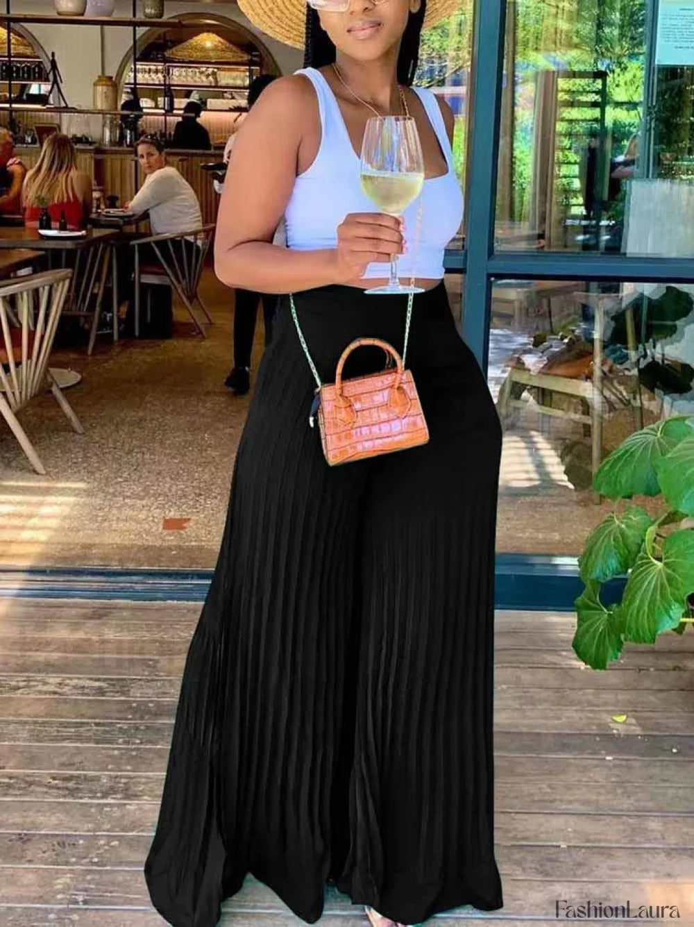 Pleated High Waist Wide Leg Pants Pants