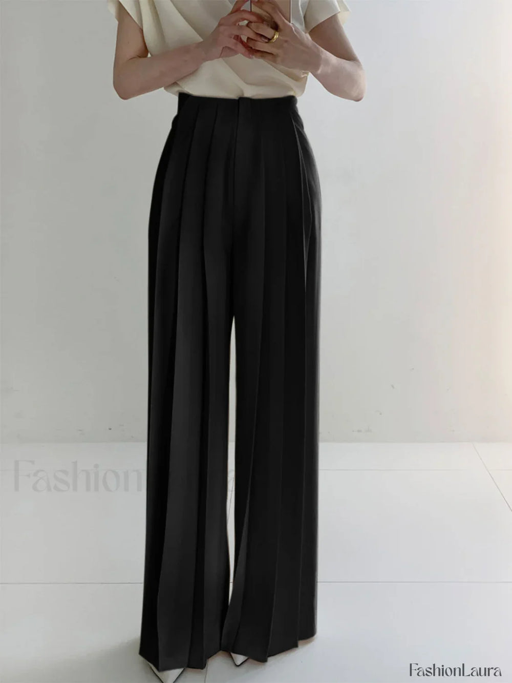Pleated High Waist Wide Leg Pants Pants