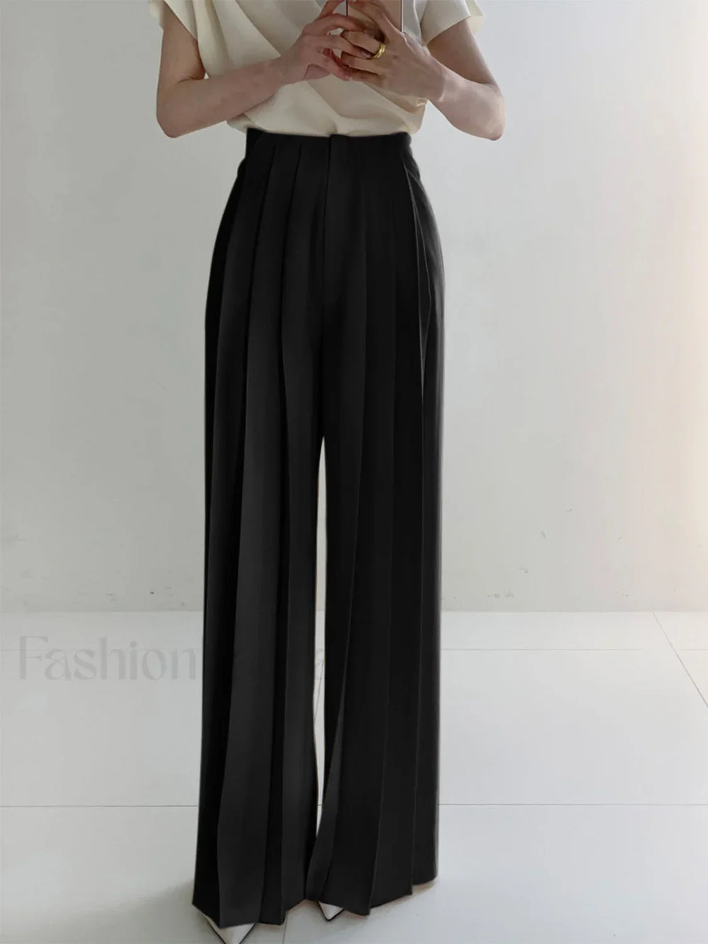 Pleated High Waist Wide Leg Pants Pants