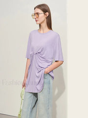 Pleated Mid Length T Shirt