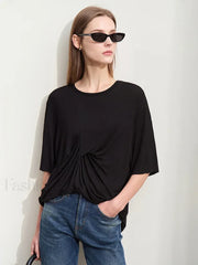Pleated Mid Length T Shirt