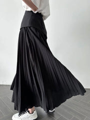 Pleated Patchwork Graceful Maxi Skirt Skirts