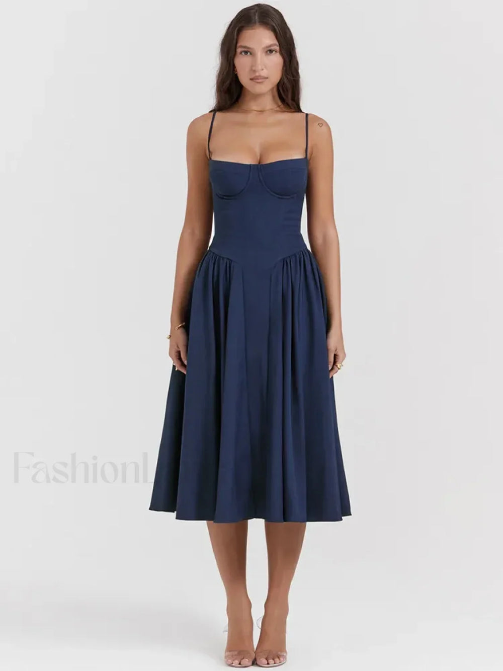 Pleated Spaghetti Strap Midi Dress