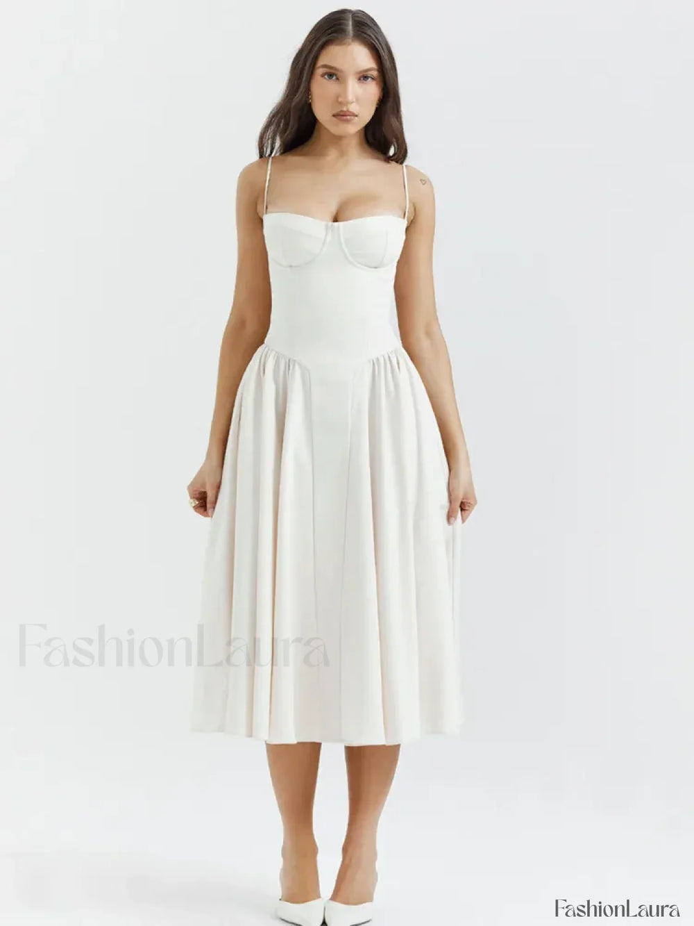 Pleated Spaghetti Strap Midi Dress