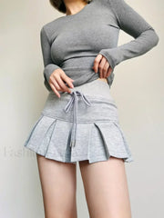 Pleated Sweat Tennis Skirt Light Grey / S