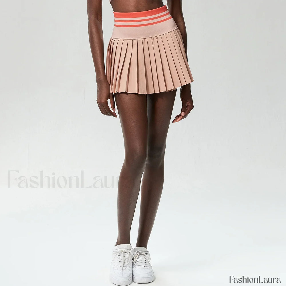 Pleated Tennis High Waist Sport Skirt Pink / S