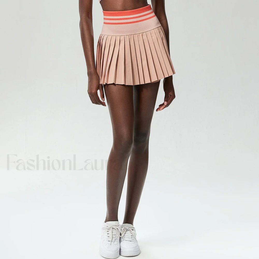 Pleated Tennis High Waist Sport Skirt Pink / S