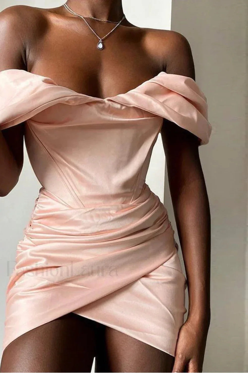 Pleated Tube Top Boned Off Shoulder Sexy Mini Dress