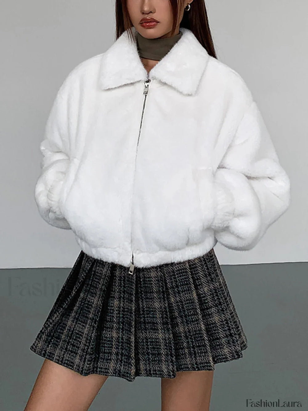 Pleated Tweed Graceful Mini Skirt Skirts