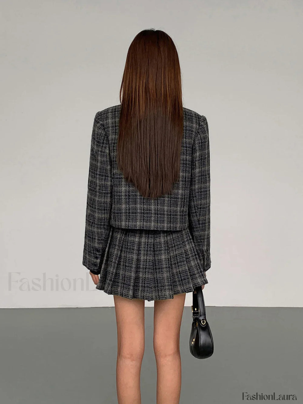 Pleated Tweed Graceful Mini Skirt Skirts
