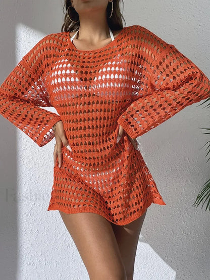 Plus Size Sun Protection Cover Up Orange / S