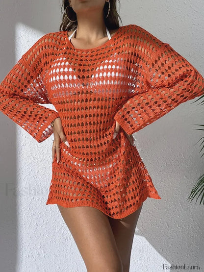 Plus Size Sun Protection Cover Up Orange / S