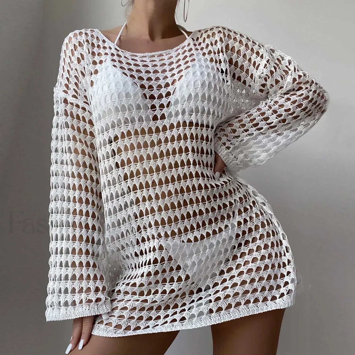 Plus Size Sun Protection Cover Up White / S