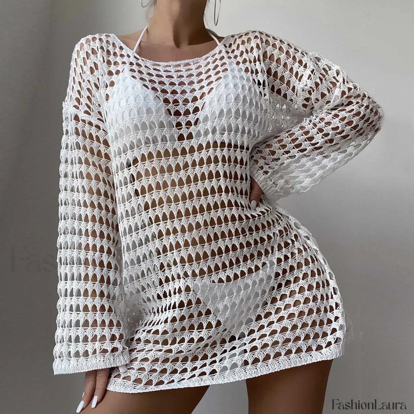 Plus Size Sun Protection Cover Up White / S