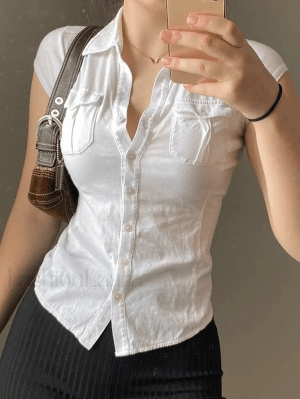 Pocket Cropped Blouse White / S Shirts