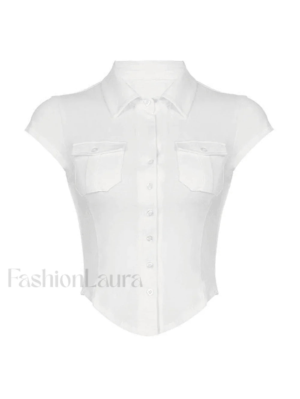 Pocket Cropped Blouse Shirts