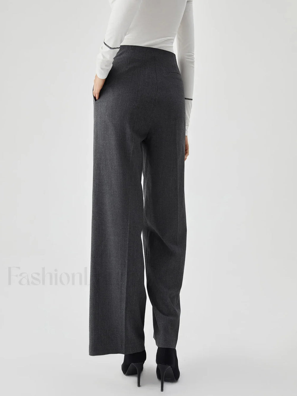 Pocket Pleated Straight Trendy Leg Dress Pants Pants