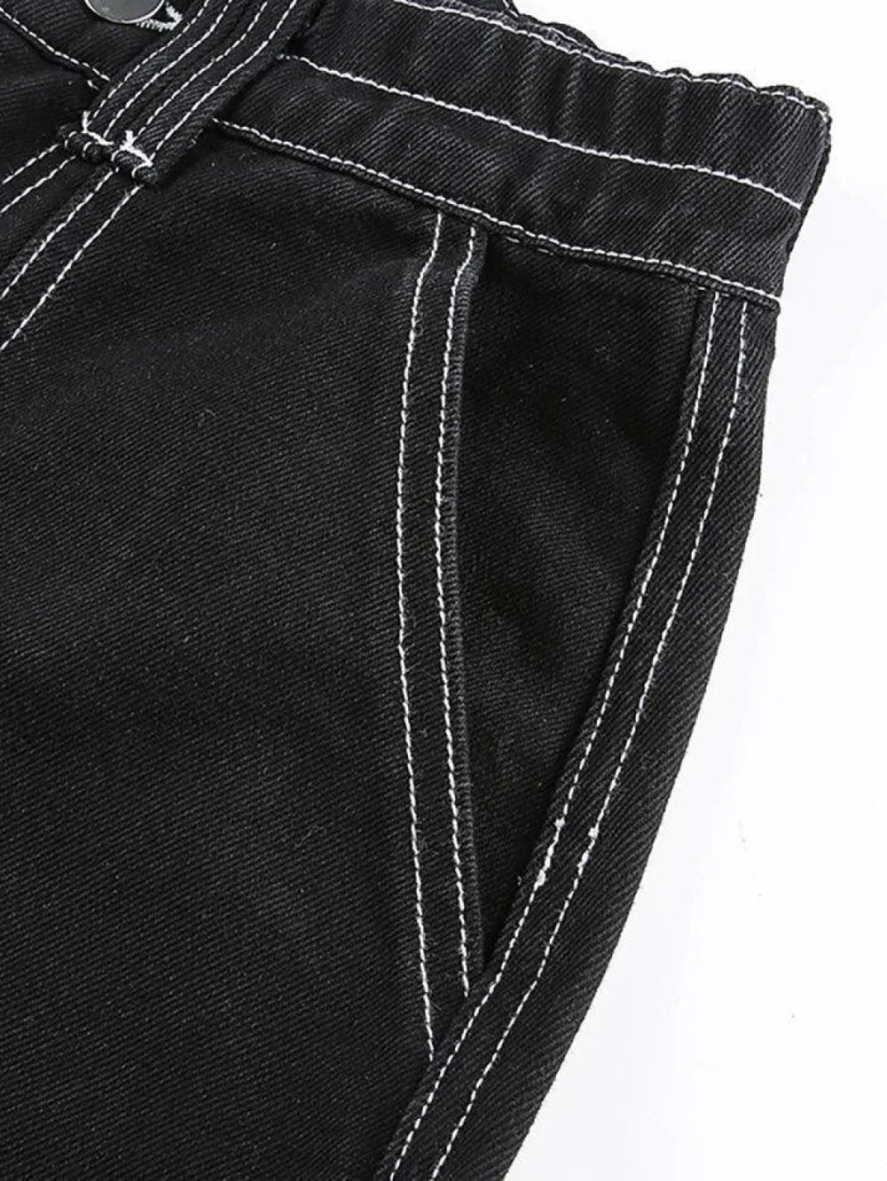 Pocket Stitched High Waist Cargo Jeans Jeans