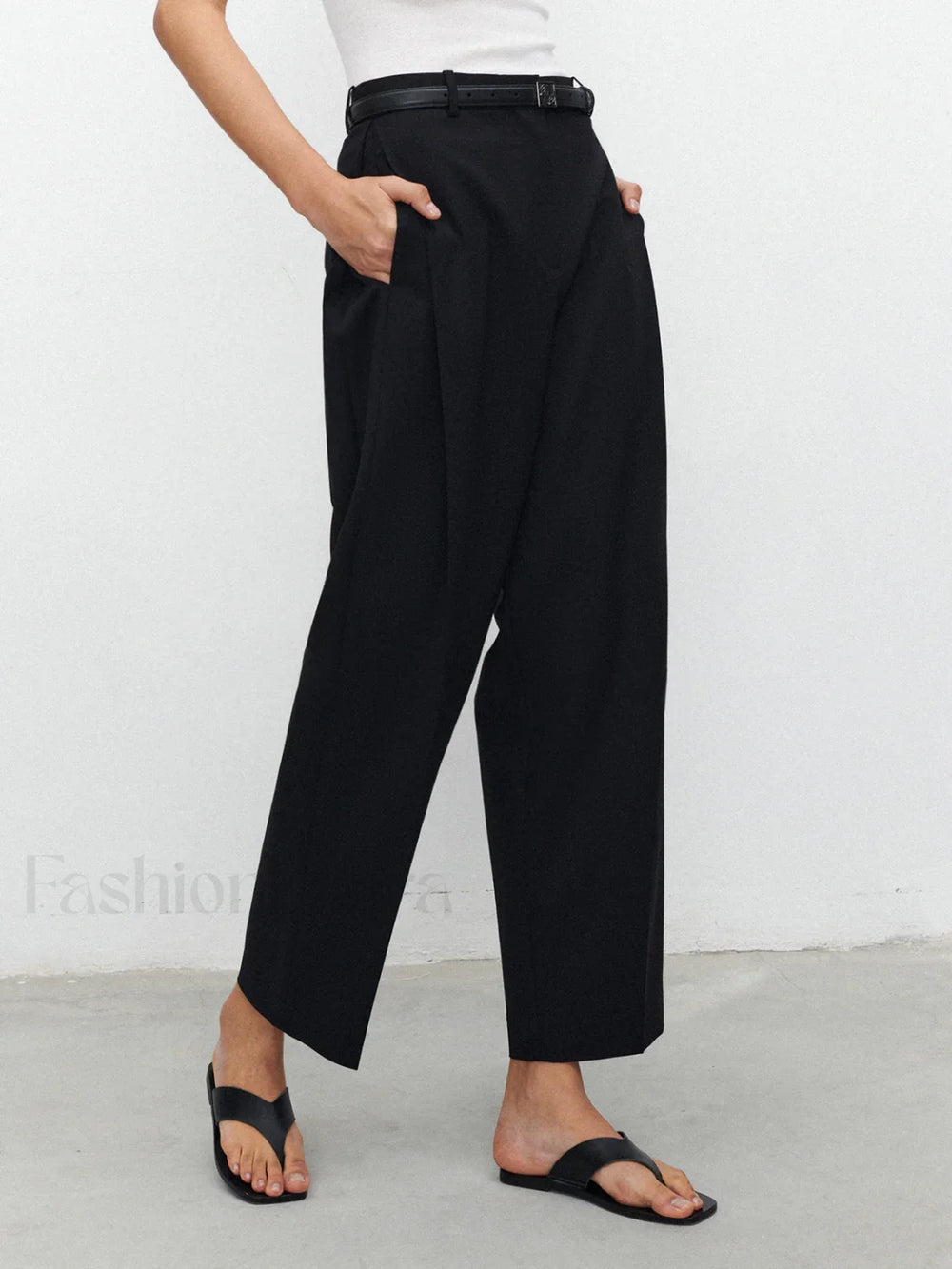 Pocket Straight Leg Trendy Pants Without Belt Pants