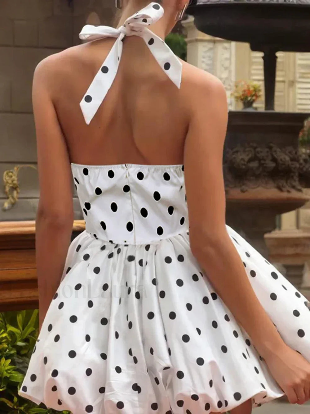 Polka Dot Halter Mini Dress