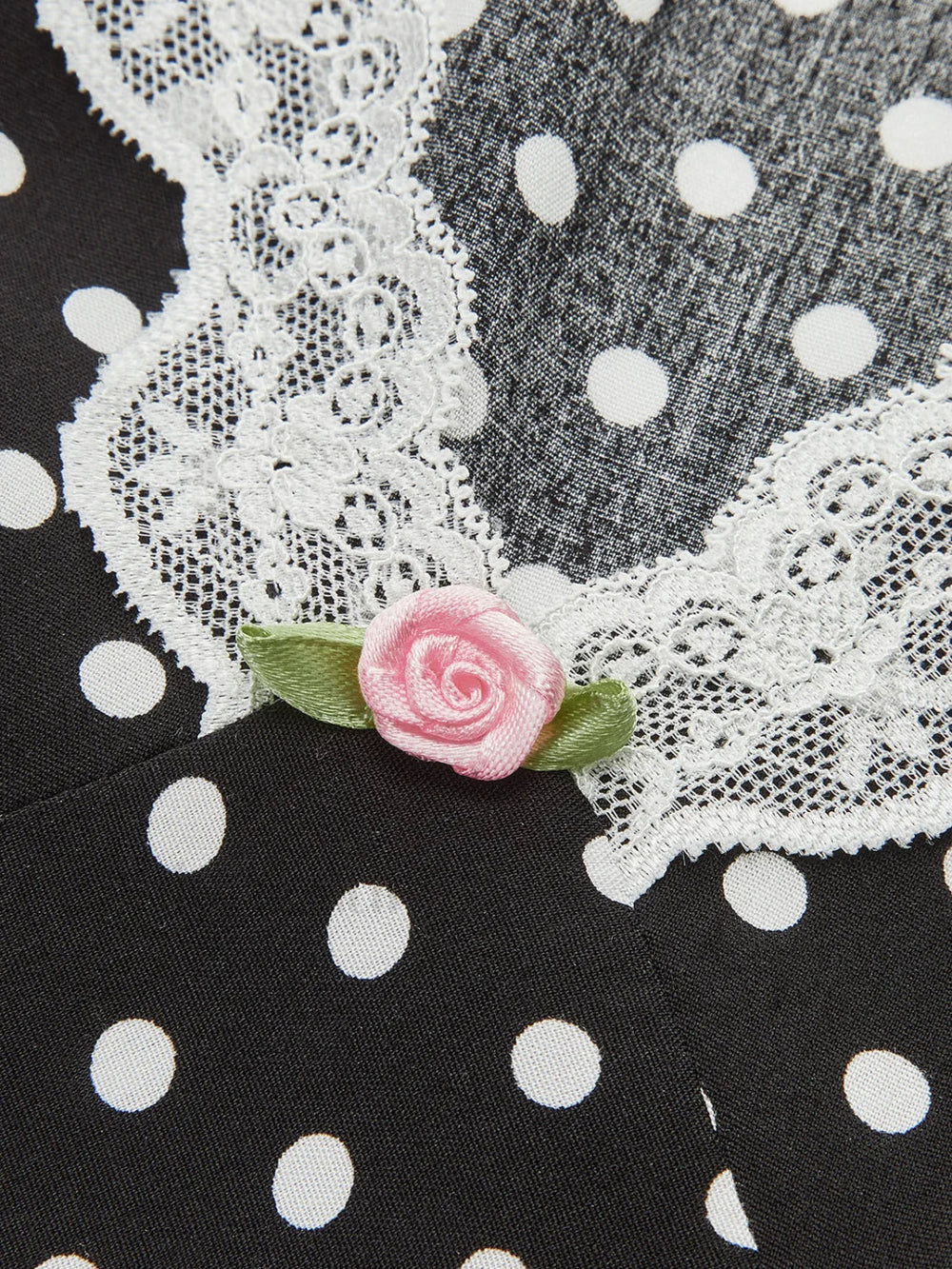Polka Dot Lace Trim Dress Dresses