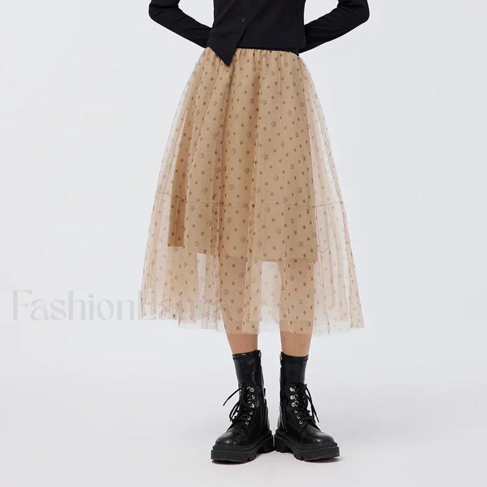 Polka Dot Mesh Umbrella Skirt