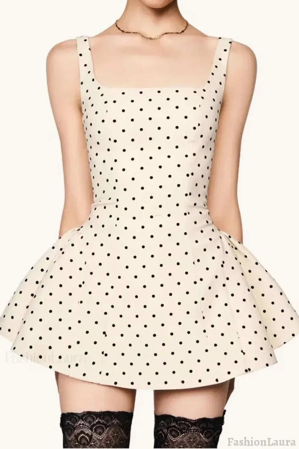 Polka Dot Square Neck Cami Mini Dress