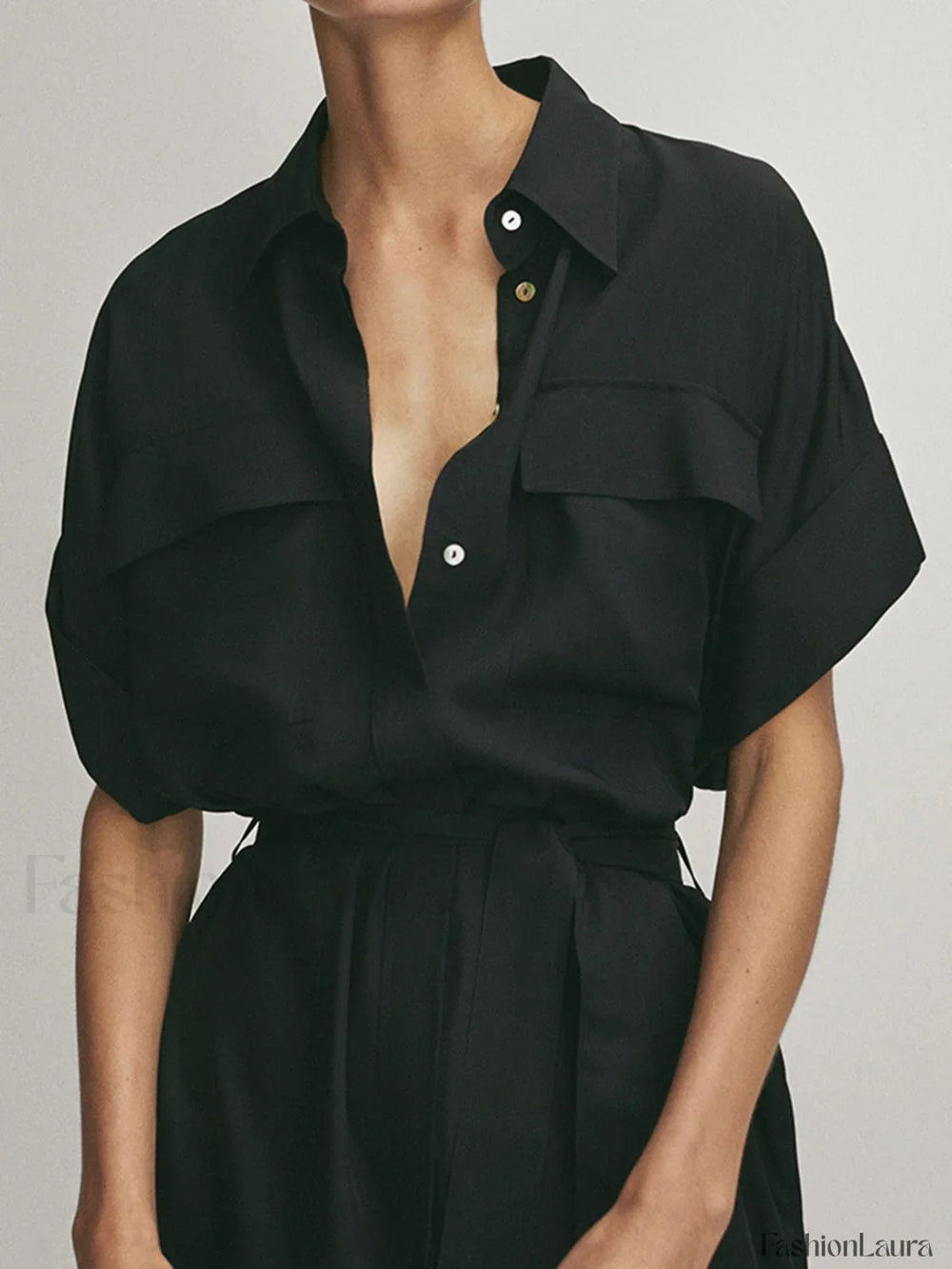 Polo Pockets Graceful Tied Midi Dress Dresses