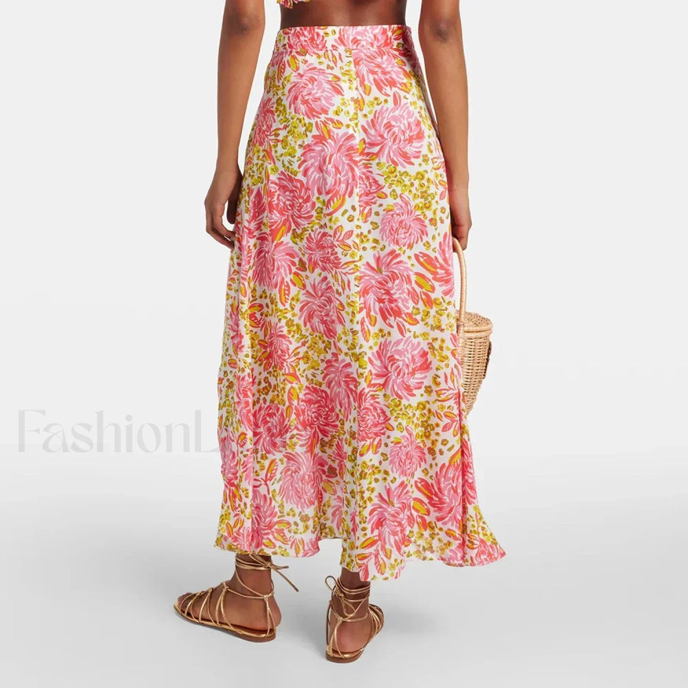 Printed Asymmetric Straight Skirt