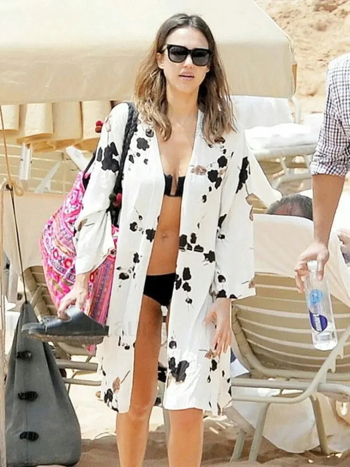 Printed Cape Tunic Cover Up Beige / One Size